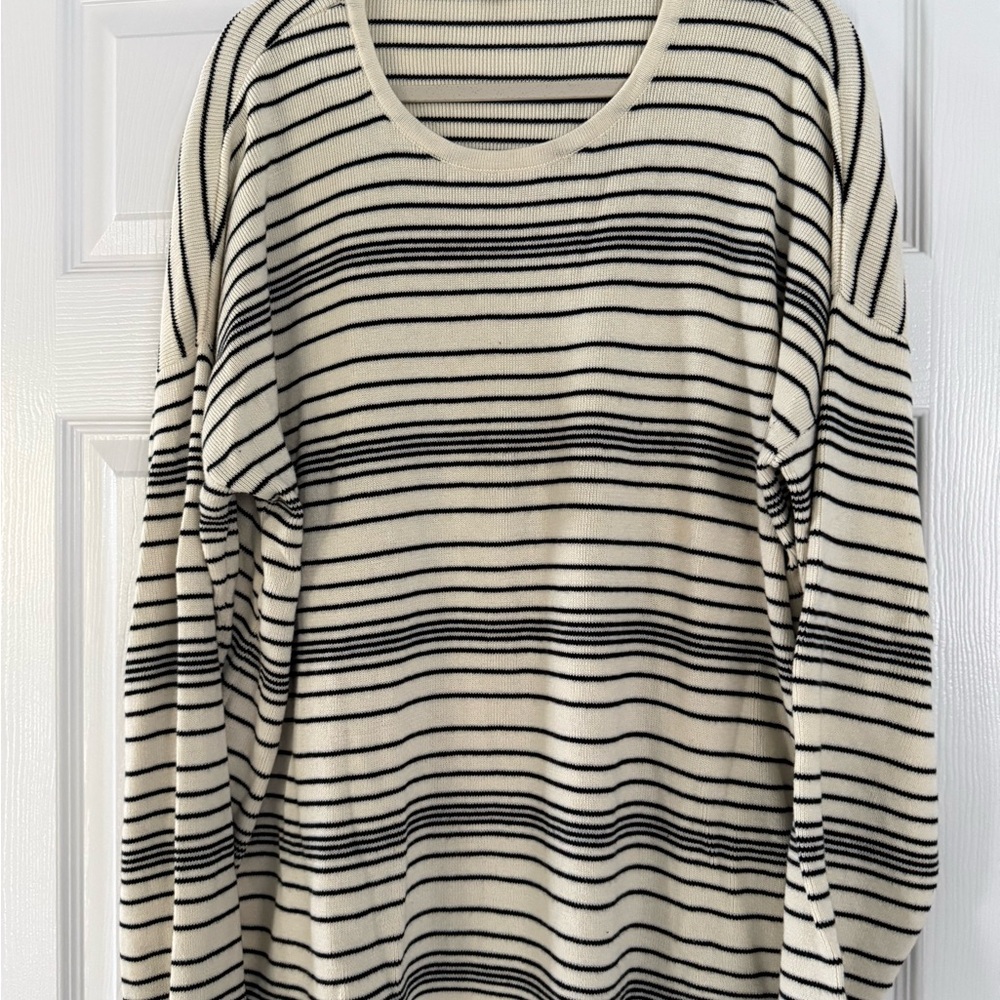 Eileen Fisher Black and Cream Striped Knit